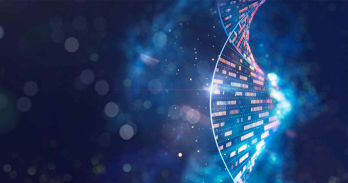 Computer rendering of a human double helix gene sequence Computer rendering of a human double helix gene sequence