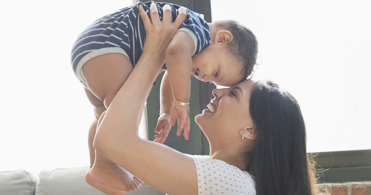 Parent holding baby
