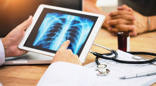 Xray image on tablet Xray image on tablet