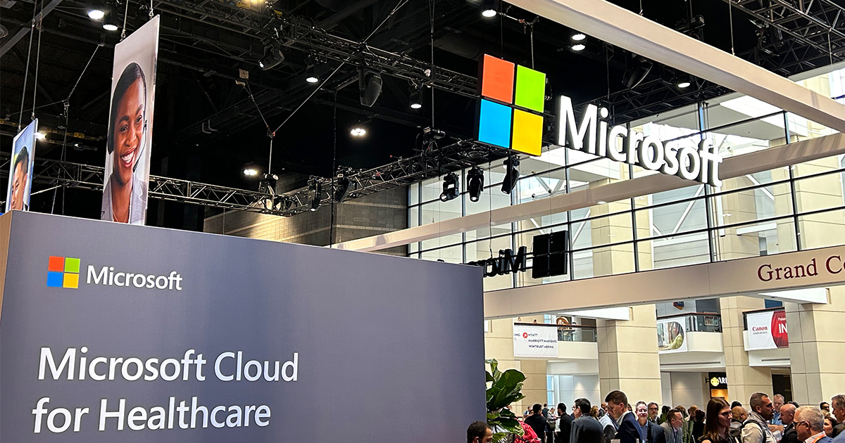 Microsoft booth at HIMSS global conference Microsoft booth at HIMSS global conference